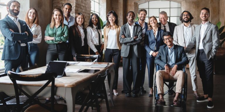 Group of multiethnic business people portrait in the office - Kirk Miller