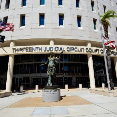 exterior of the thirteenth judicial circuit courthouse located at 800 east twiggs street in downtown Tampa, florida. Serves Hillsborough county. April 2017.